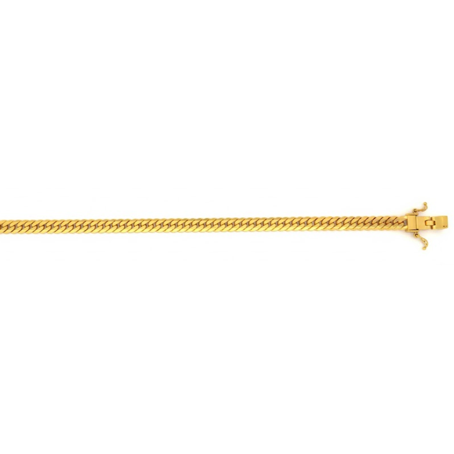 18k YG Flat Double Curb Chain 3.90mm wide, 60cm Approx 22.5g