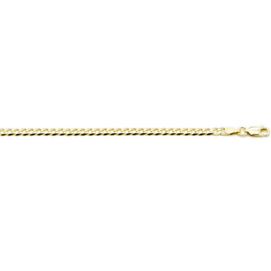9k YG Italian Solid Flat Curb Chain 2.6mm wide 60cm. Approx 7.4g.