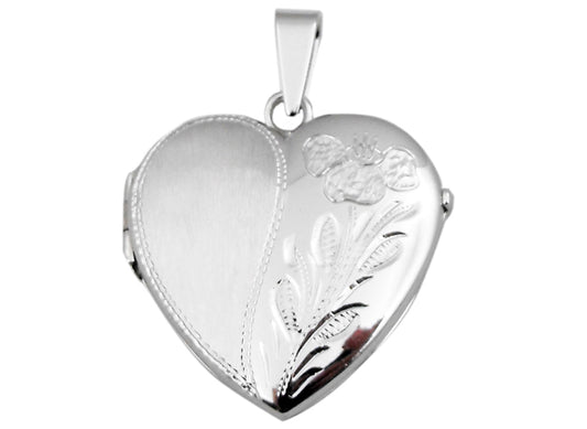 925 Engraved Heart Locket 25mm