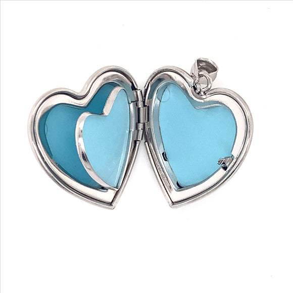 925 Heart Locket with 4 Photo Inserts. 24mm