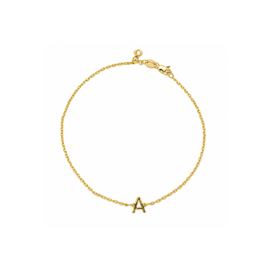 9k YG Letter A Trace Bracelet (1.1mm)