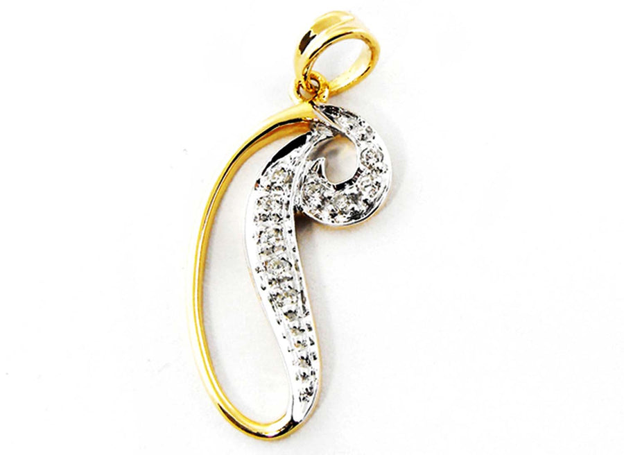 9k YG Diamond Script Letter Pendant P with 8D=0.03ct. 15mm