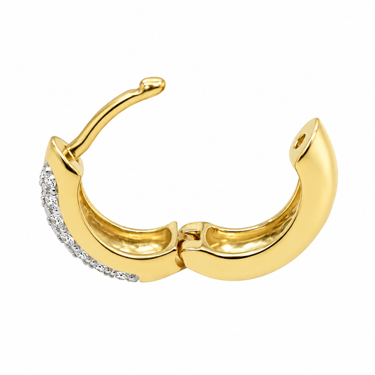 9k YG Diamond Round Huggie Earrings (4.9mm)