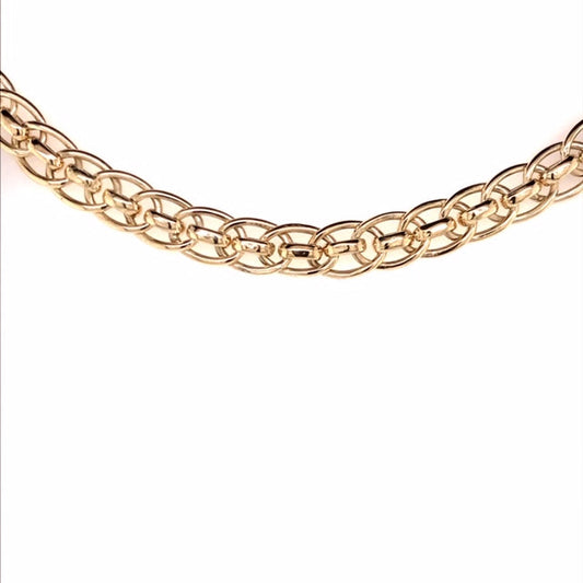 9k YG Hollow Rollo Bracelet 6.6mm wide 21cm .