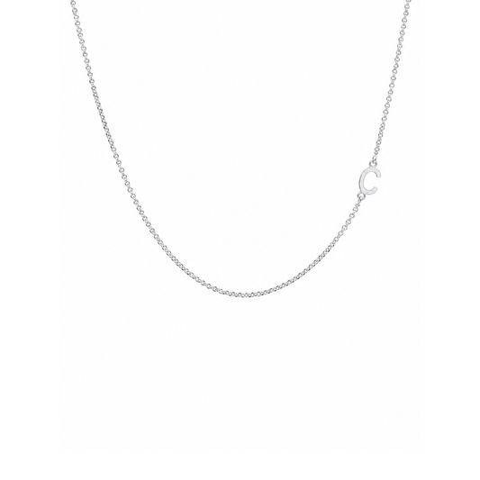 9k WG Diamond Cut Trace Chain 1.1mm Wide with Letter C (6.5x6mm) 19cm with Adjustable Finding