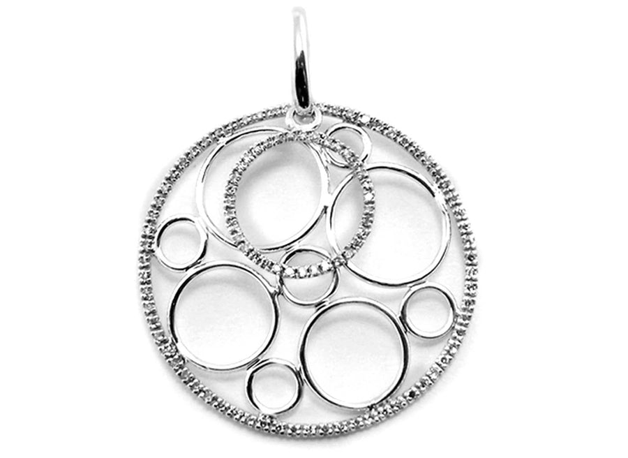 9k WG Diamond Circle Pendant 100D=0.33ct Grain Set . Meas. 30mm