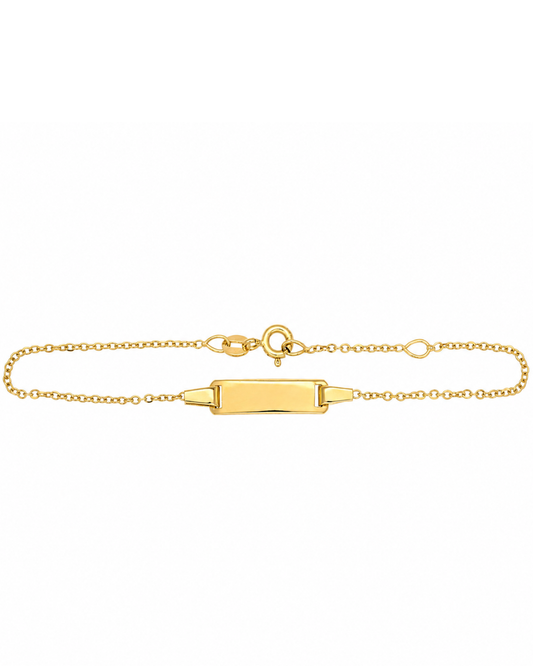18k YG Italian Solid Curb ID Bracelet 1.2mm wide 17cm O-Ring at 15cm Approx 2.2g