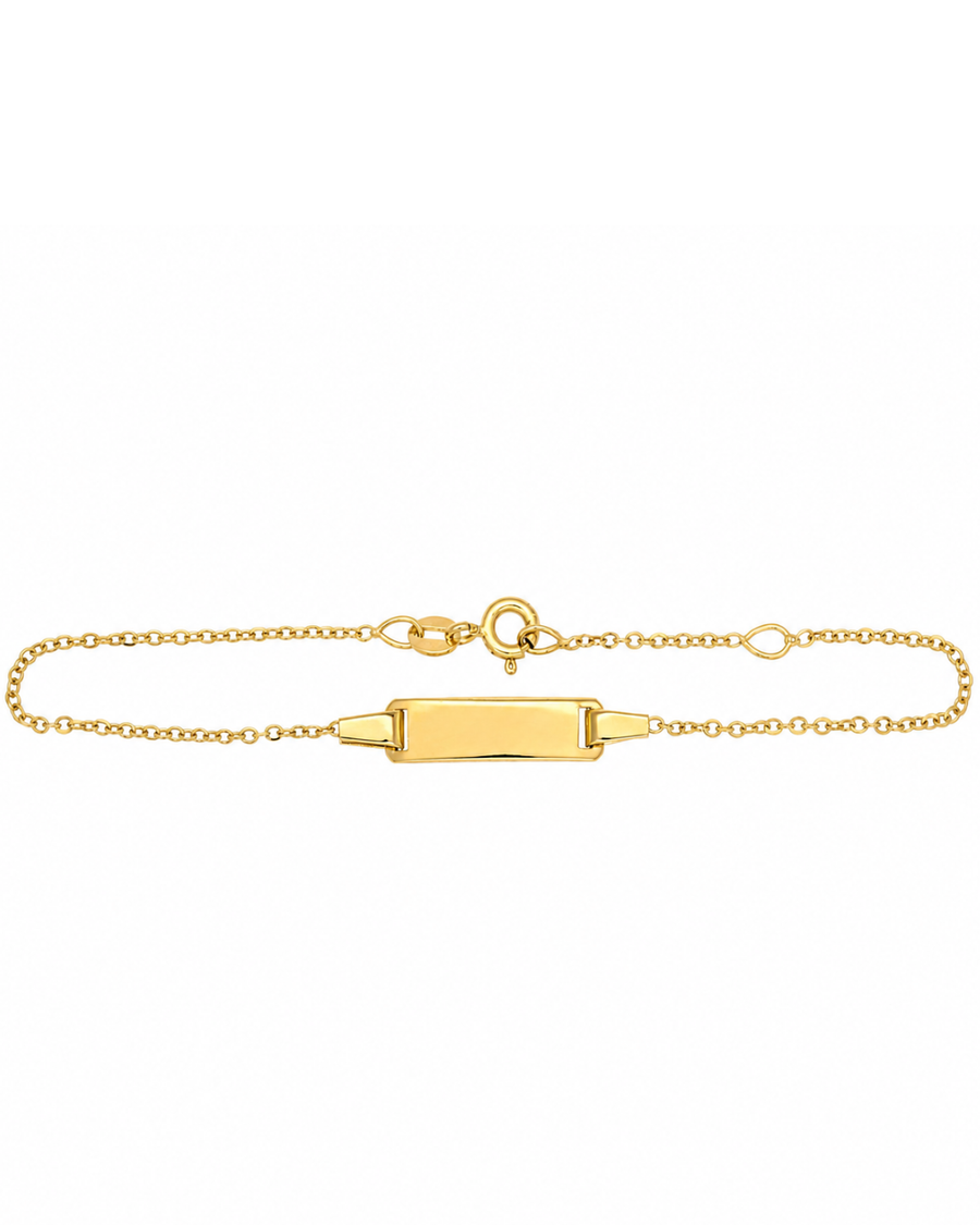 18k YG Italian Solid Curb ID Bracelet 1.2mm wide 17cm O-Ring at 15cm Approx 2.2g