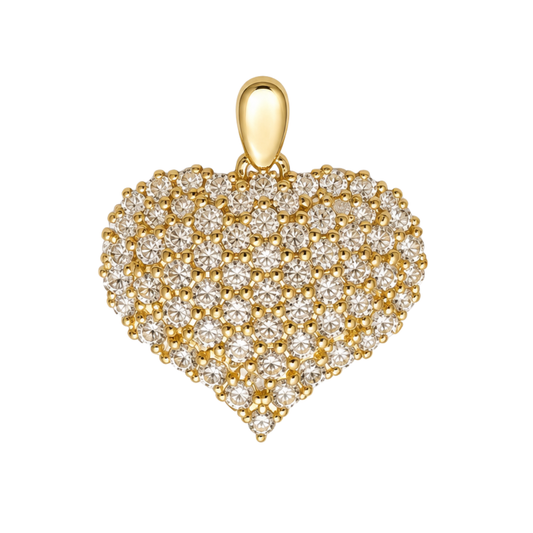 YG CZ Heart Pendant 20x17mm