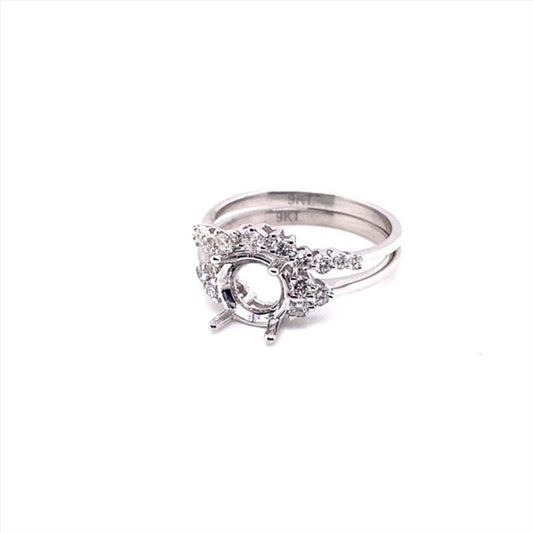 18k White Gold Engagement Ring Unset to suit a 7.7mm x 7.7mm RBC Stone. 6D = 0.12ct. Size O