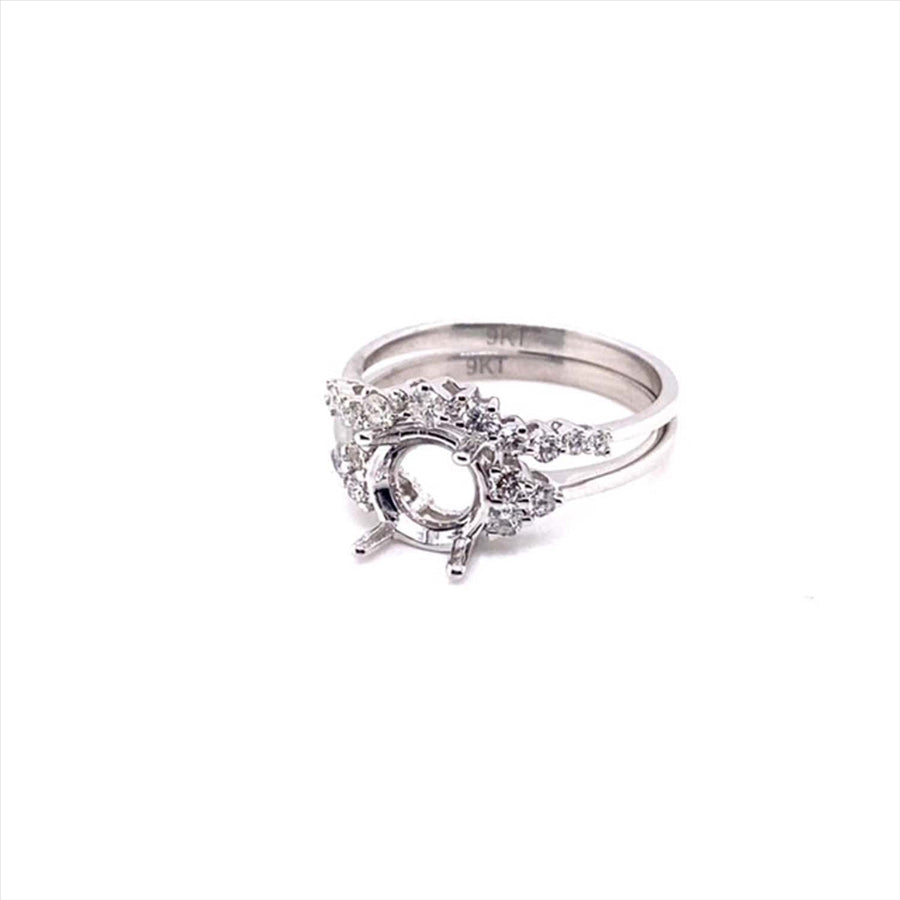 18k White Gold Engagement Ring Unset to suit a 7.7mm x 7.7mm RBC Stone. 6D = 0.12ct. Size O