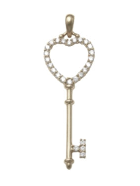 9k WG 21st Key Pendant set with CZ's 32mm x 12mm