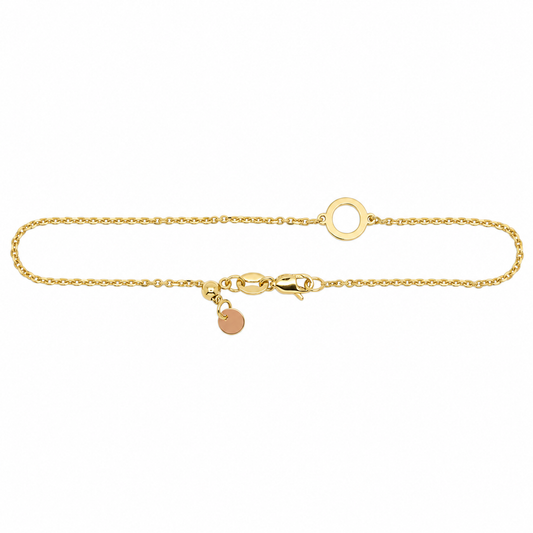 9k YG Letter O Trace Bracelet (1.1mm)