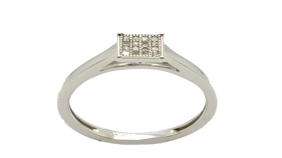 9k WG Micro Set Diamond Ring. 5.5mm..16D=0.075ct Size R.