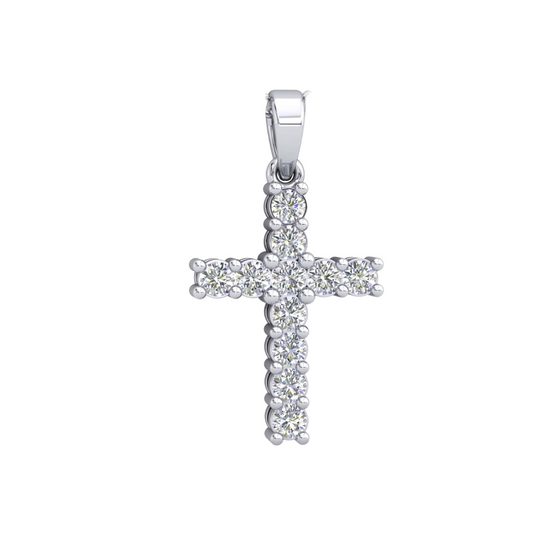 9k WG Diamond Cross Pendant 11D=0.17ct. 12 x 8.6mm