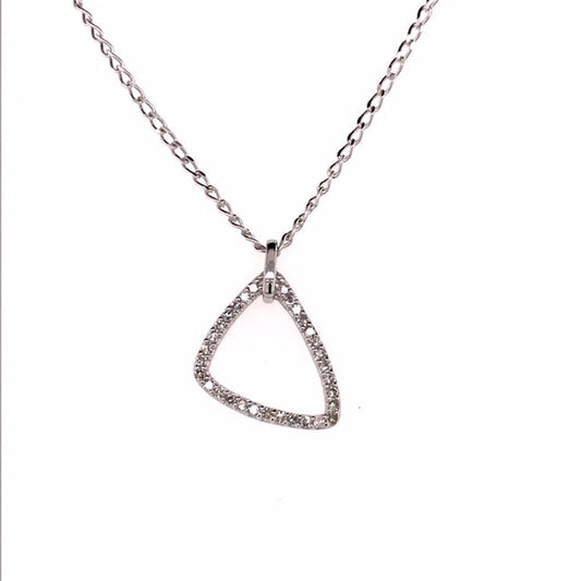 9k WG Diamond Triangular Pendant with Chain