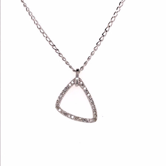 9k WG Diamond Triangular Pendant with Chain