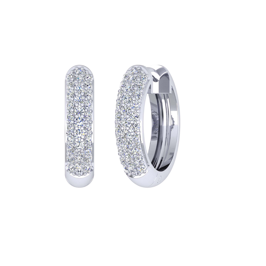 9k WG Diamond Round Huggie Earrings 60D=0.37ct 13mm Diameter. 2.6mm Wide