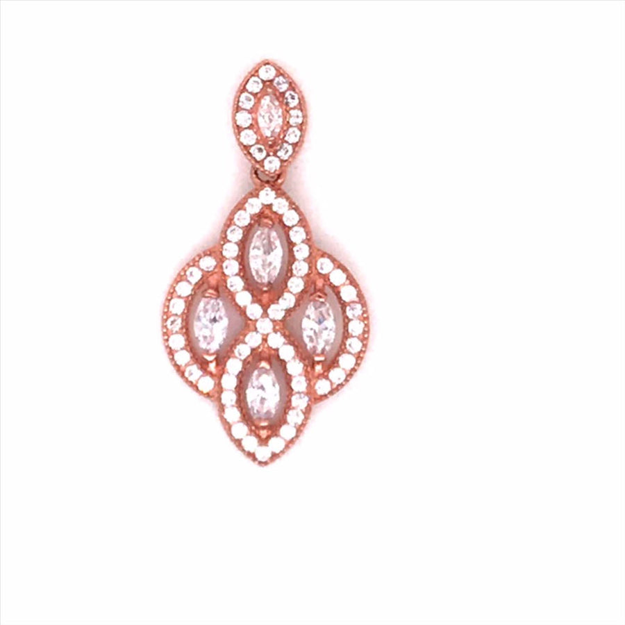 9k RG Fancy Pendant set with CZ's 16mm x 13mm