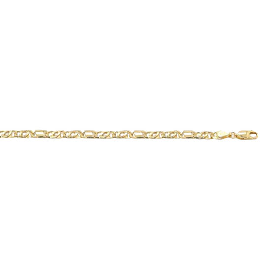 YG Italian 3x1 Birdseye / Tiger Eye & Plate Chain 4.5mm wide (priced per gram)