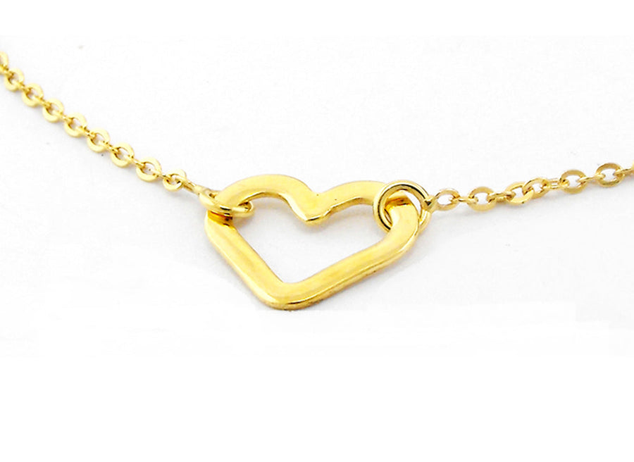9k YG Italian Solid 3 Heart Oval Link Chain 0.9mm wide 45cm .