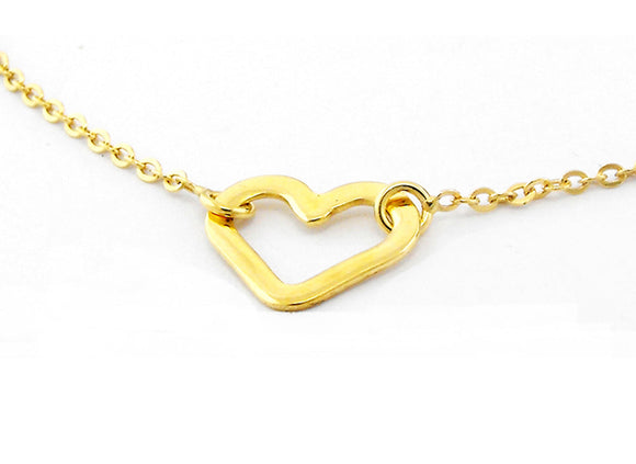 YG Italian Oval Link Chain with Hearts