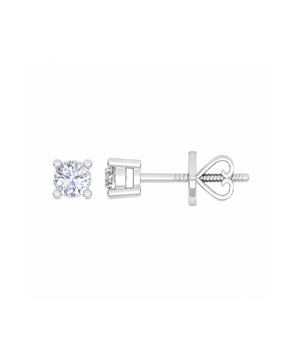 9k WG Diamond 4 Claw Stud Earrings 2D=0.40ct