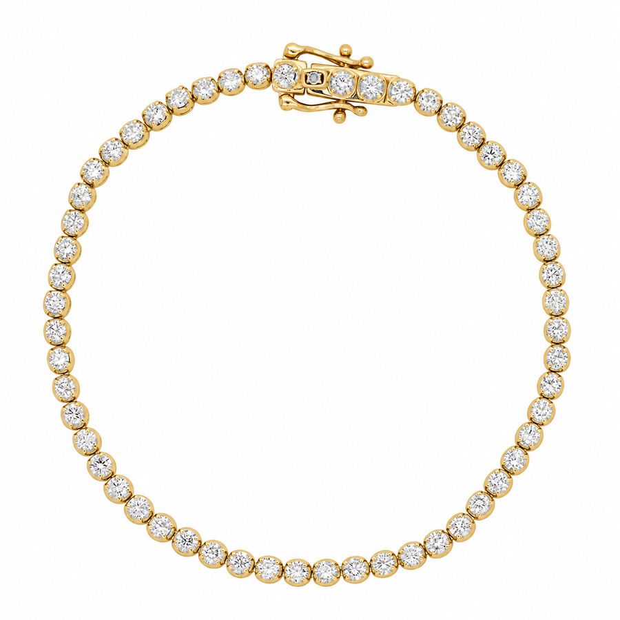 9k YG 39D = 5.49ct Crown Set Tennis Bracelet