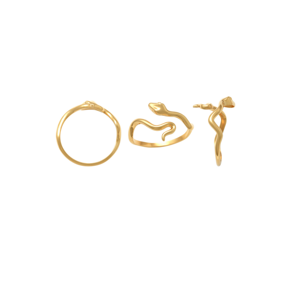 9k YG Wriggling Snake Ring. Size K