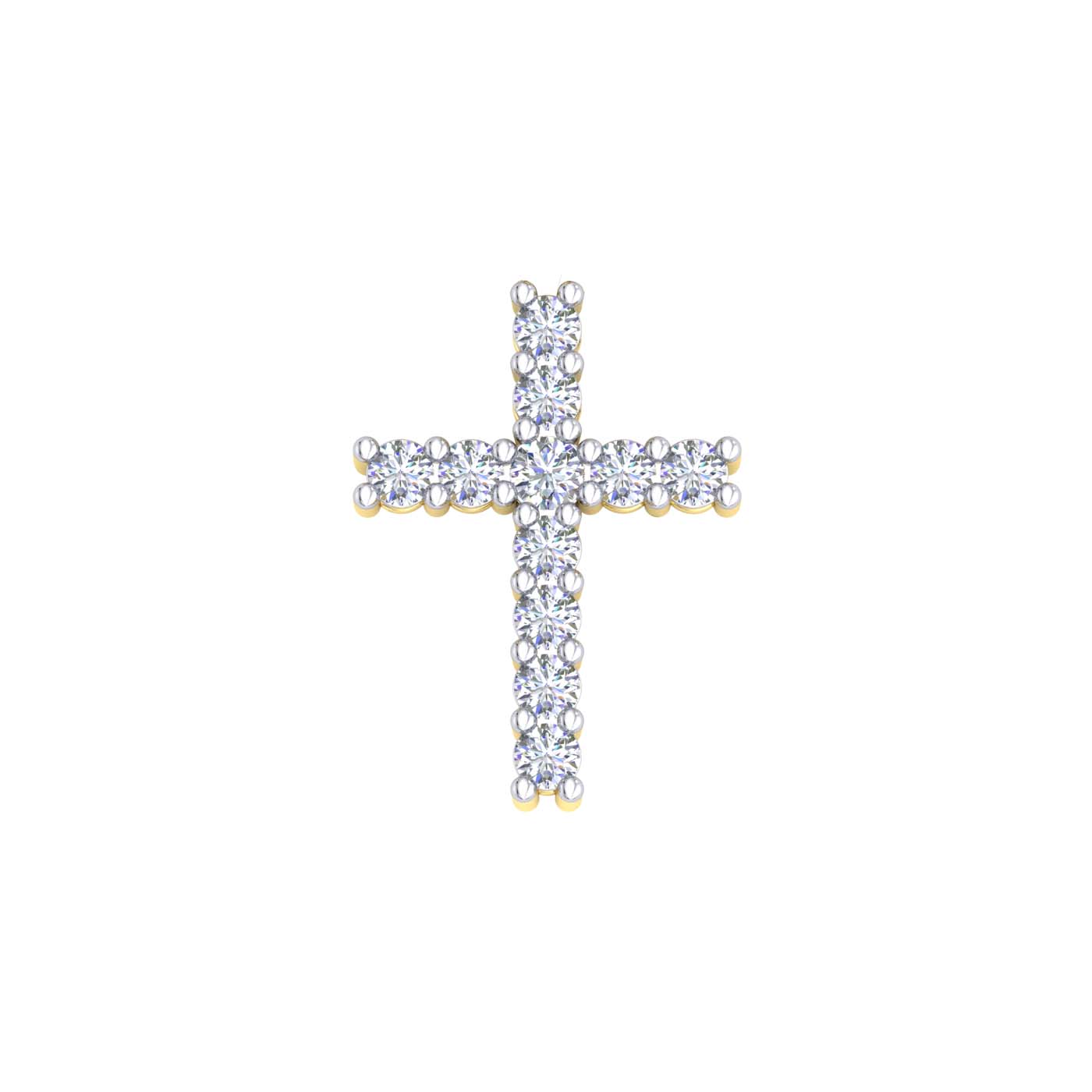 18k YG Claw-Set Diamond Cross 11D = 0.33ct