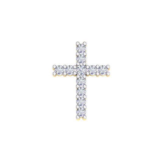 18k YG Claw-Set Diamond Cross 11D = 0.33ct