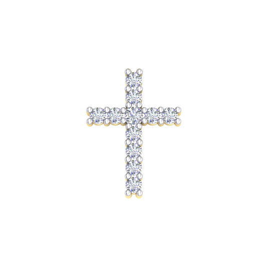 18k YG Claw-Set Diamond Cross 11D = 0.33ct
