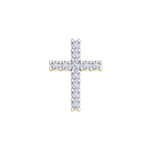 18k YG Claw-Set Diamond Cross 11D = 0.33ct