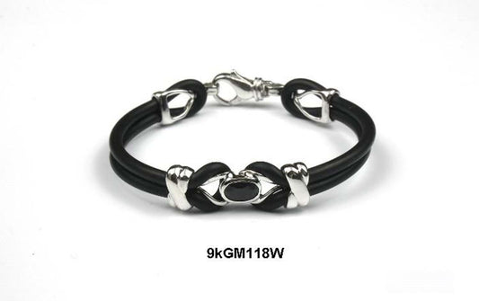 9k WG Italian Solid Sapphire & Rubber Fancy Bracelet
