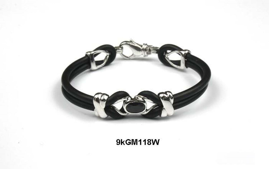 9k WG Italian Solid Sapphire & Rubber Fancy Bracelet