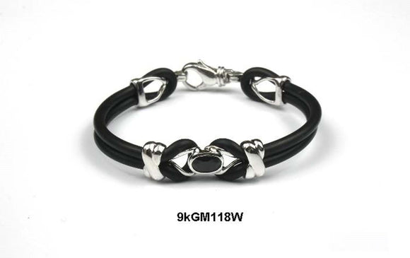 9k WG Sapphire & Rubber Bracelet