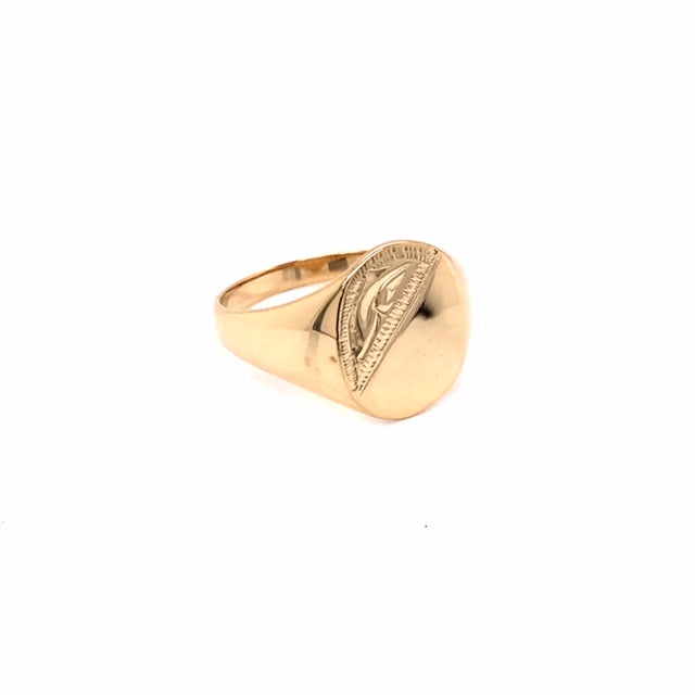 9k YG Gents Signet Oval Ring