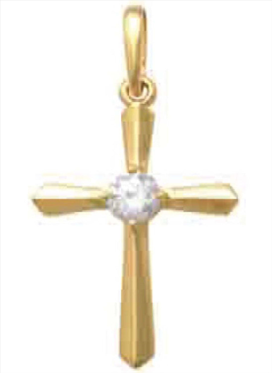 18k YG CZ's Cross Pnd 17x11mm