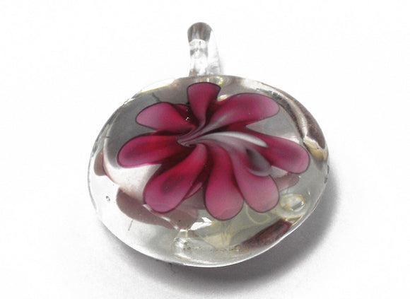 Pink Flower Glass Pendant
