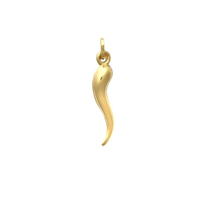 18K YG Hollow Corno Horn of Plenty Pendant, 16mm.