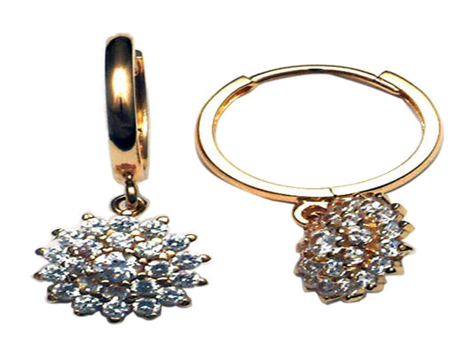 CZ Round Drop Huggie Flower Drop