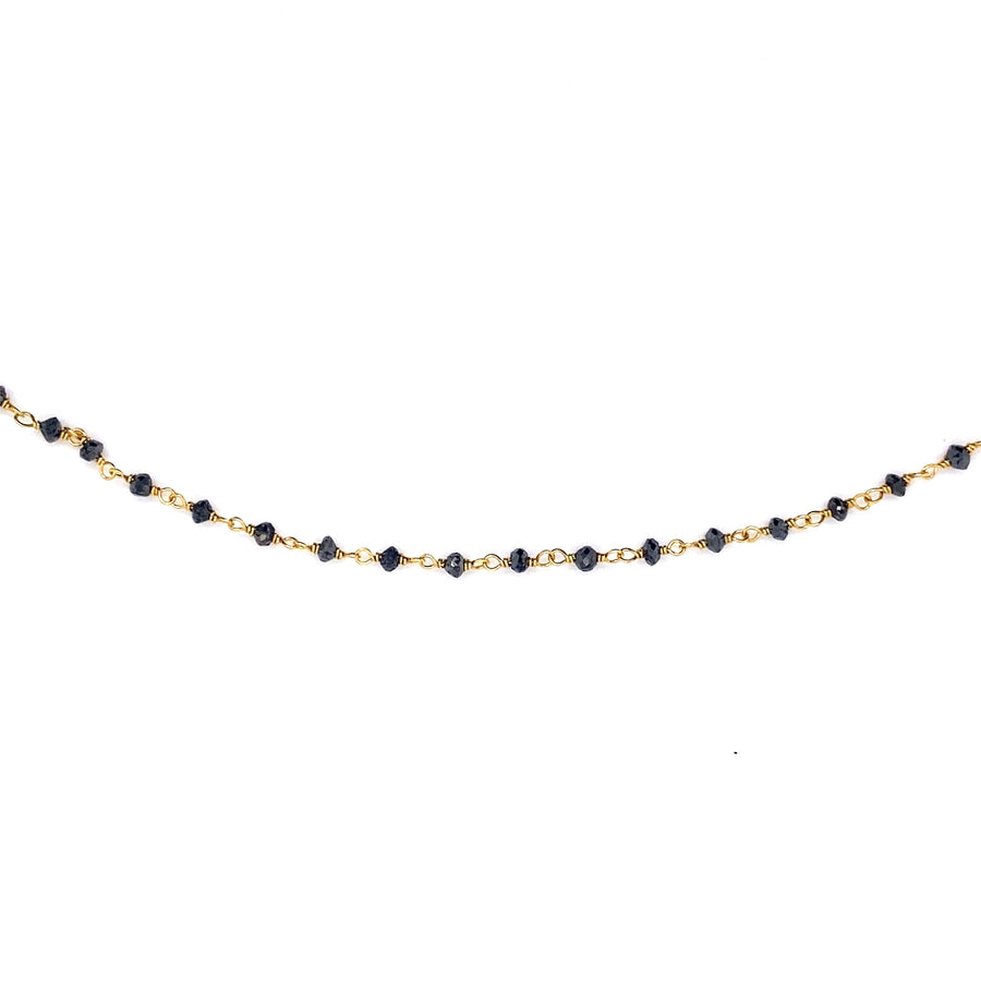 18k YG Natural Black Diamond Chain 45cm (incl 2cm adjustable links). Gross weight approx 3.3g, Black Diamond weight approx 5.0ct.
