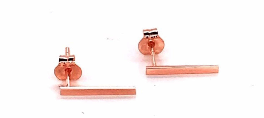 9k RG Long Bar Stud Earrings 11.7x1.5mm