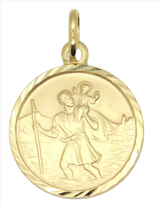 YG St Christopher Round Medallion 16mm