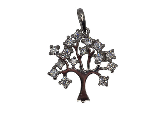 9k WG CZ Tree of Life Pendant 14mm