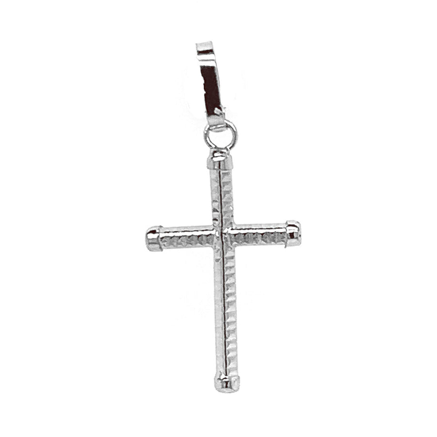 18k WG Italian Cross Pendant . 17x11mm