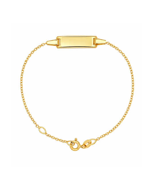 18k YG Italian Solid Curb ID Bracelet 1.2mm wide 17cm O-Ring at 15cm Approx 2.2g