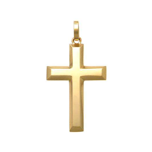 18k Yellow Bevelled Edge Cross 21mm x 15mm