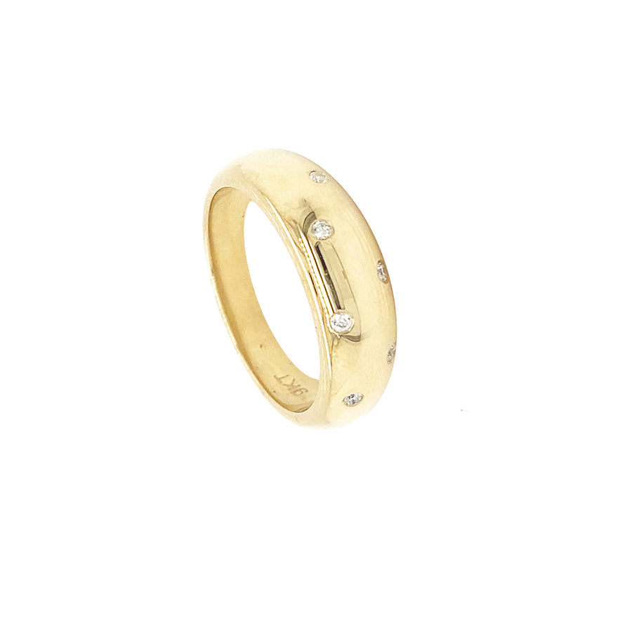 9k YG Diamond Dome Ring 6D=0.06ct. Size N