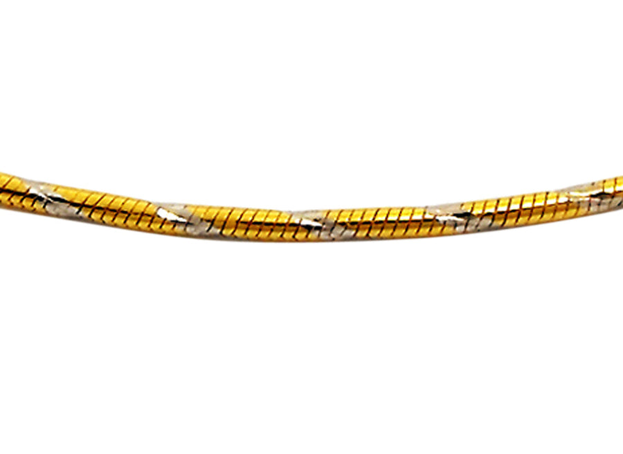 18k Two Tone (main YG) Italian Solid Diamond Cut Snake Chain 1.0mm wide 42cm . Approx 4.4g